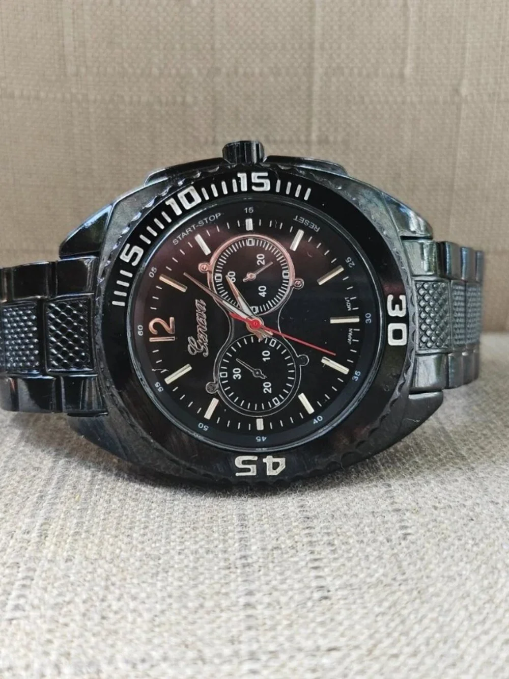Geneva Men Wristwatch Quartz Analog Black Tone Fashion Wrist Watch